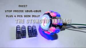 Paket Lampu Motor Lampu Stop Projie Ubur - Ubur Plus 4pcs Sen Jelly Diam / Non Flash - TPV