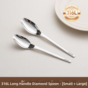 onlycook | Dessert Long Handle Ice Cream Spoon 316L Stainless Steel