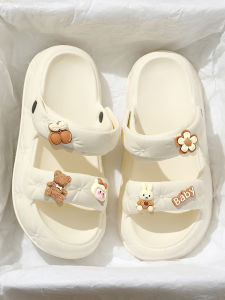 รองเท้าแตะส้นหนาสไตล์ฝรั่งเศสสำหรับผู้หญิง รองเท้าแตะชายหาดแบบสวมสองทาง กันลื่น ทรงหัวแหลม ส้นแบน รองเท้าแฟชั่นสำหรับฤดูร้อน