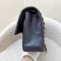 (Pre-loved) Chanel Medium Classic Flap CF in Iridescent Black Lambskin and LGHW (Model: A01112). 