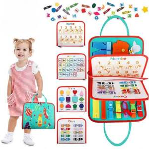 Sách Vải Cao Cấp- Cặp Bận Rộn Montessori Busy Board. Đồ Chơi Thông Minh Cho Bé Phát Triển Vận Động Tinh Kĩ Năng Toàn Diện Cho Trẻ Từ 1 Tuổi
