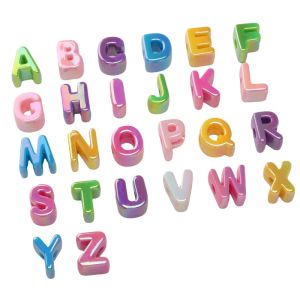 16×21mm 5pcs/bag Acrylic Rainbow Shell Large Hole Letter Bead Accessory Beads For Handmade Bracelet Necklace Earring Keychain DIY Craft Jewelry Making Accessories