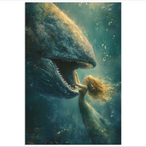 Jigsaw Puzzle Mermaid Dancing With Whale Underwater Scene Vibrant Blue Teal Art For Adults Family Fun Relaxing Brain Teaser