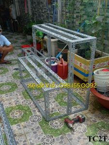 khung kệ 1 tầng (cao 70cm x dài 160cm x rộng 40cm ) kệ có bánh xe