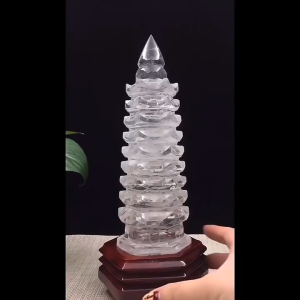 Tháp Văn Xương PAG Đá Thạch Anh Trắng Tự Nhiên - Vật Phẩm Phong Thuỷ Để Bàn Học Bàn Làm Việc