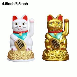 Tượng Mèo May Mắn - Mèo Maneki Neko Bằng Nhựa Vẫy Tay Trang Trí Xe Hơi Phong Thủy Nhà Cửa Văn Phòng Hoàn Thiện Bằng Sắt Quà Tặng Sinh Nhật 14+