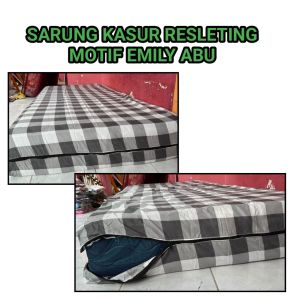SARUNG KASUR RESLETING MOTIF EMILY ABU BAHAN COTTON DISPERSE LEMBUT