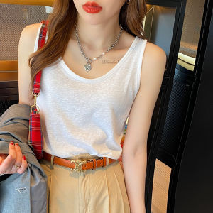 Áo Ba Lỗ Cotton Lanh Trắng Cho Nữ Mùa Hè 2025 Áo Sơ Mi Rộng Rãi Làm Đồ Lót Áo Khoác Ngoài Áo Vest Công Sở Cao Cấp