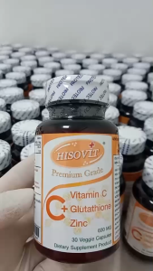 วิตามินซี พลัส กลูต้า + ซิงค์ ตรา ไฮโซวิต 600 มก. 30 Veggie Capsules (แคปซูลพืช) Hisovit Vitamin C Plus Glutathione and zinc