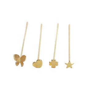 1-10pcs 41-50mm 14K Gold Plated Brass Star Heart Butterfly Pins For DIY Earring Necklace DIY Jewelry Making