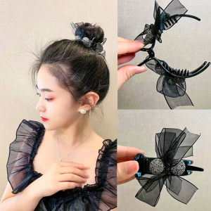 Amoki Bow Hair Bun Clip Rhinestones Ponytail Hair Clip High End Hairpin