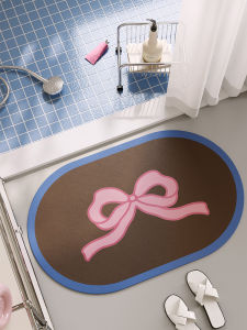 Cute Butterfly Knot Bathroom Absorbent Mat Quick Dry Anti Slip Dirt Resistant Toilet Entrance Silicon Dendroid Foot Mat