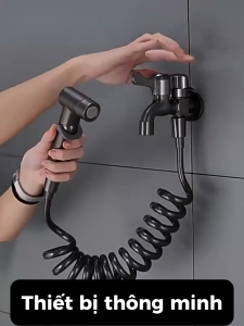 Bộ Vòi Xịt Vệ Sinh Phòng Tắm Cao Cấp Màu Xám Lắp Đặt Không Cần Khoan Chất Lượng Cao