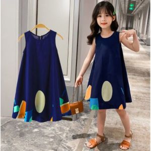 Dress Anak Perempuan ORIANA Tanpa Lengan Simple Casual Import