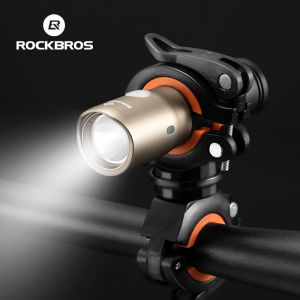 ROCKBROS Cycling Bicycle Rotating Light Double Holder LED Front Flashlight Lamp Pump Handlebar Holder Bicycle Accessories