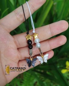Tali Gantungan Strap Phone hp flashdisk kunci tas bintang mutiara kupu kupu simple lucu