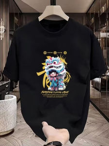 Pure Cotton Short Sleeve T-Shirt Mens Youth Summer Trendy Streetwear round Neck Half Sleeve Top Body Shirt Standard Fit Printed