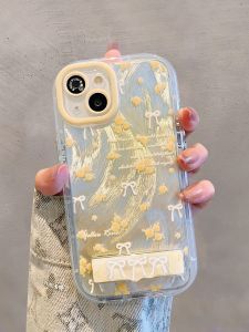 Durable Protective Case for iPhone with Feather Yellow Floral Simple and Elegant Design