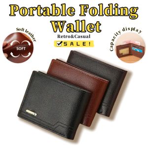 FXSAXUNN กระเป๋าสตางค์ผู้ชายกระเป๋าสตางค์ใส่เหรียญนามบัตรของผู้ชายกระเป๋าสตางค์ใส่เหรียญได้แบบพกพานุ่มช่องใส่หนังหลายช่อง PU