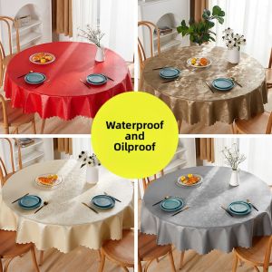 Waterproof Oil-Proof Heat-Resistant Wash-Free Round Tablecloth