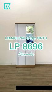 Wardrobe Dua Pintu Modern dengan Penyimpanan Ganda dan Rak Terbuka - Brown White