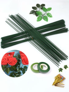 ชุดวัสดุดอกไม้ DIY ชุดดอกไม้พลาสติก ชุดทำดอกไม้จากยางเทียมพร้อมใบไม้ ชุดทำดอกไม้แฮนด์เมดแบบครบครัน