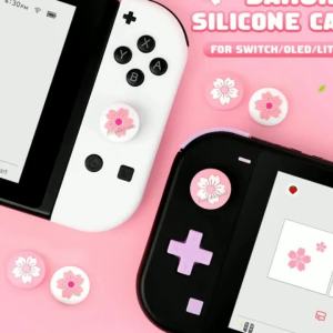 Pink Sakura Silicone Soft Thumb Stick Grip Cap Cover 4PCS/Set For Switch Oled/Lite NS Joycons Thumbstick Case Protector