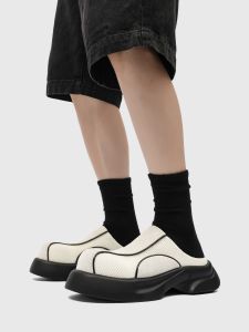 Mens Casual Slip-On Shoes Thick Bottom Leisure Half Slippers Trendy Design Youth Fashion Spring Summer Rubber Foam Sole