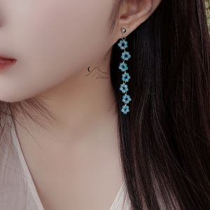 Original Design Handmade Beaded Earrings Womens S925 Silver Floral Fashion Jewelry Ear Cuff Studs Dangle Drop Earrings