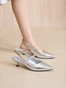 Josiny | Padded Peep Toe Sandals Heels Silver
