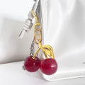 Delicious Crystal Red Pink Cherry Keychain Summer Fruits Cherries Pendant Keyring For Women Men Jewelry Bag Key Accessories Gift. 