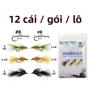 12 Chiếc Mồi Câu Cá Bằng Đồng Thau Có Đầu Hạt Len Woolly Bugger # 6 # 8 Kích Cỡ Màu Nâu Ô Liu Đen Dành Cho Mồi Câu Cá Chó Cá Hồi Cá Hồi Cầu Vồng