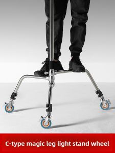 Adjustable Magic Legs Photography Tripod with Swivel Wheels and Brake