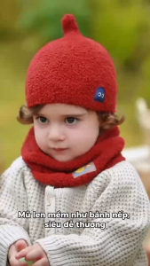 Mũ len cho bé kèm khăn Lemonkid chất liệu len nhung 2 mặt siêu ấm kháng khuẩn chống tĩnh điện