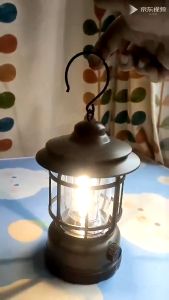 ตะเกียงแคมป์ปิ้ง เดินป่า ตะเกียงคลาสสิค (แสงเหลือง) ตั้งแคมป์ โคมไฟแคมป์ปิ้งกลางแจ้งย้อนยุค กันน้ำฝน 100% ปรับหรี่แสงสว่างได้