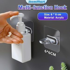 Transparent Ring-shaped Seamless Multi-function Hook Wall Mounted Shampoo Holder Shower Gel Bottle For Kitchen Organizer