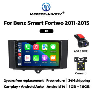 Android 14 CarPlay Auto Radio Multimedia Video Player For Mercedes Benz Smart Fortwo 2011-2015 DVR Monitor Navi Autoradio GPS BT