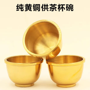 Pure Brass Tea Cup Buddha Hall Offering Cup Wealth God Offering Bowl Handmade Vintage Home Decorative Ornaments for Leaders
