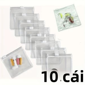 Túi Đựng Thuốc Di Động 10/30 Chiếc Có Thể Tái Sử Dụng Có Khóa Kéo Du Lịch Tổ Chức Sắp Xếp Đồ Dùng Cho Thuốc Trang Sức Sơ Cứu Hàng Ngày PVC