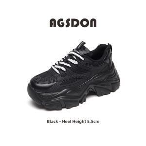 Agsdon | New Leather Platform White Sports Shoes Spring