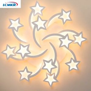 LCMKR โคมไฟเพดานรูปดาว LED บ้าน 22W 36W 54W 108W ห้องนอน ห้องครัว ห้องรับแขก โคมไฟภายใน ไฟพร้อมรีโมทควบ ไฟประดับตกแต่ง โคมไฟสวยงาม