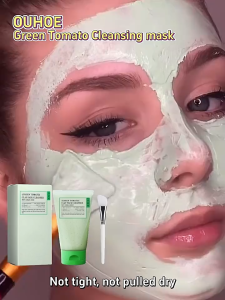 【COD&ORI】OUHOE Green Tomato Glay Masker Cleanser Green Tomato Cleanser Facial Foaming Cleanser Deeply Cleaning Moisturizing Oil Control Brightening Face Wash 120g