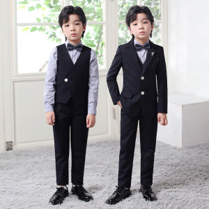 3PCS Set Boy Blazer Original Suit Vest Pants Personality Host Piano Show Performance Costume Coat For Boy