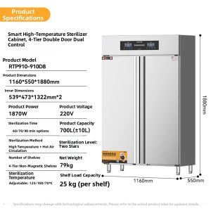MAIDACHU | Commercial Double Door Dual Control Vertical High Capacity Hot Air Circulation Disinfection Cabinet