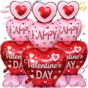 Large Love Heart Foil Balloons 3D Stand Wedding Valentines Day Party Decoration Happy Valentines Day Inflatable Aluminum Film Balloon
