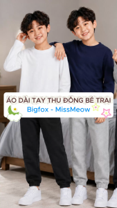 Áo thu đông bé trai dài tay Bigfox 3-11 tuổi N26 áo thun cho bé trai bé gái vải cotton size 11-38kg