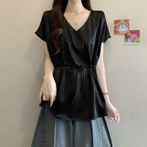 AIYITI | Luxury Acetate Satin Short Sleeve Womens Shirt