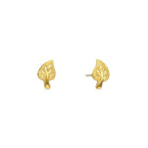 Chow Sang Sang 周生生 999.9 24K Pure Gold Gold Leaves Stud Earrings 68725E
