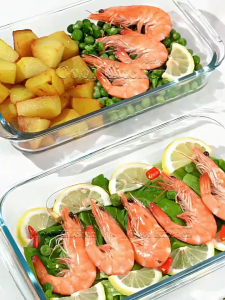 Rectangular Tempered Glass Bakeware Set with Handles - 1.0/1.5/2.2/3L Microwave Oven Safe | Includes Color Gift Box #&