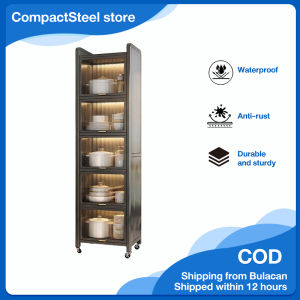 CompactSteel​​ store Kitchen dust cabinet 3/4/5 Layers Kitchen Rack Rustproof Storage Cabinet Carbon Steel Multi-function Rack Enclosed Rack